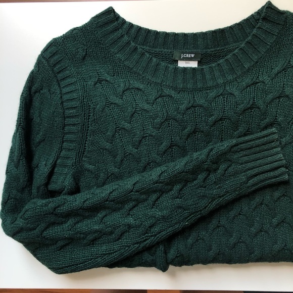 J Crew Honeycomb Forest Green Crew Neck Sweater Size XXS - Picture 3 of 5